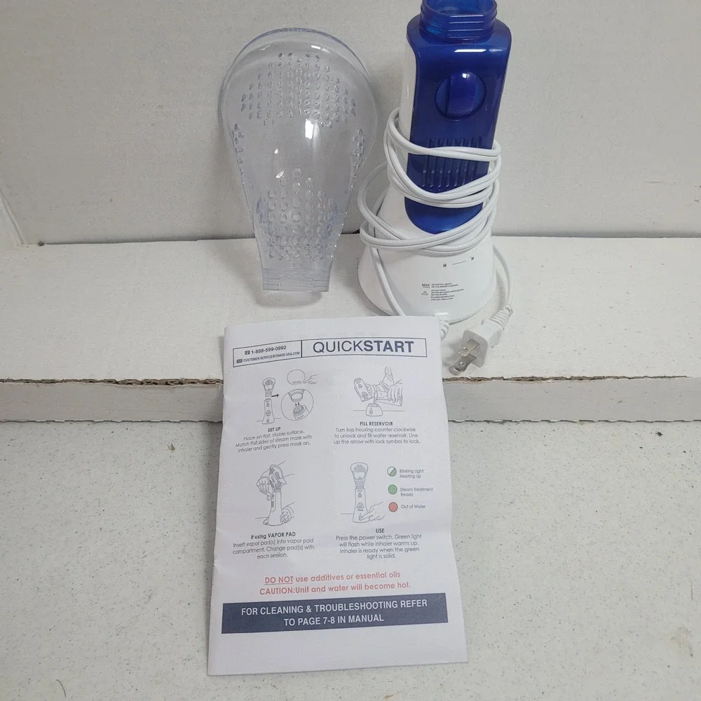 Halls Warm Steam Sinus Inhaler by Crane White Blue Handheld Congestion Relief